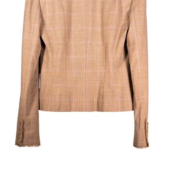 Elie Tahari Womens Blazer Beige Plaid Wool Stretch Work Career Suit Jacket 4 - Picture 9 of 10